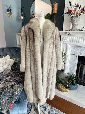 Vintage Blue Fox Fur Full Length Coat